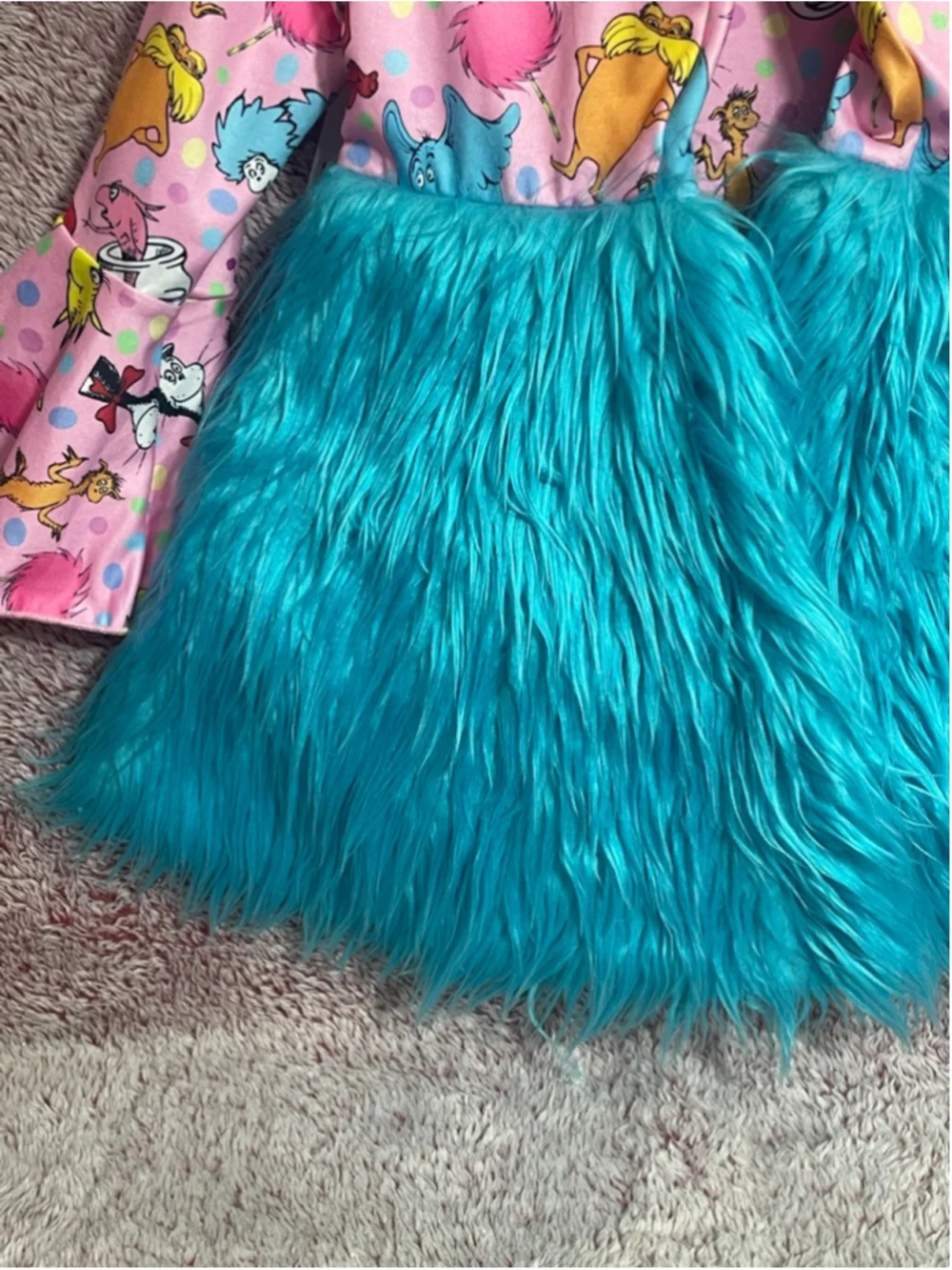 Little Britches Dr. Seuss Character Ruffle Peplum top & Furry Bell Bottom Set 2T